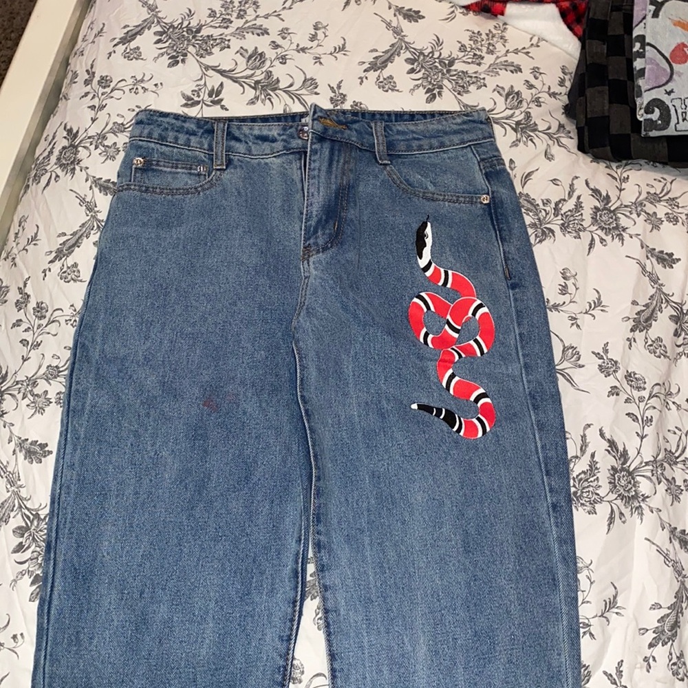 Adika straight leg jeans with snake
